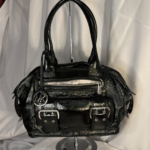 Michael Kors Large Black Patent Leather Shoulder Satchel Bag - Picture 1 of 13